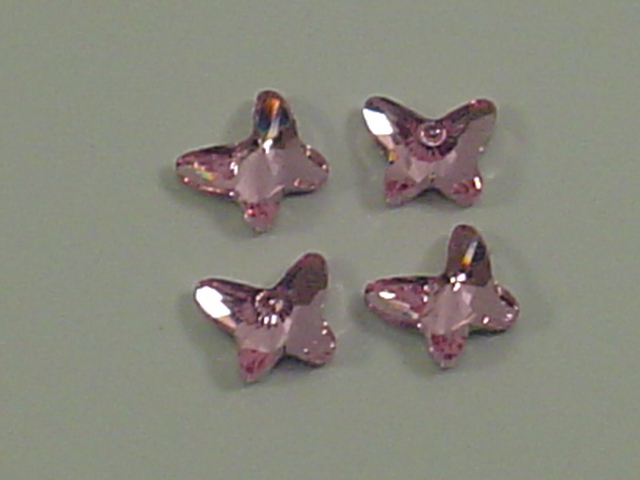 12 Pcs 8mm BUTTERFLY LIGHT ROSE FLATBACK European Rhinestones